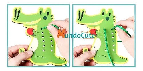 Animales Para Enhebrar Didácticos Montessori Juguetes Verde Oscuro