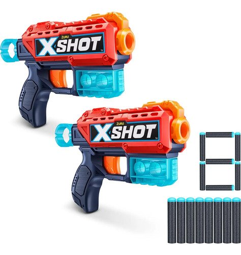 D_832619-MCO80793996429_112024-O.jpg Pistolas Xshot Combo2 Lanzadores, Alcance De 27m + 44 Dardos Azul Acero