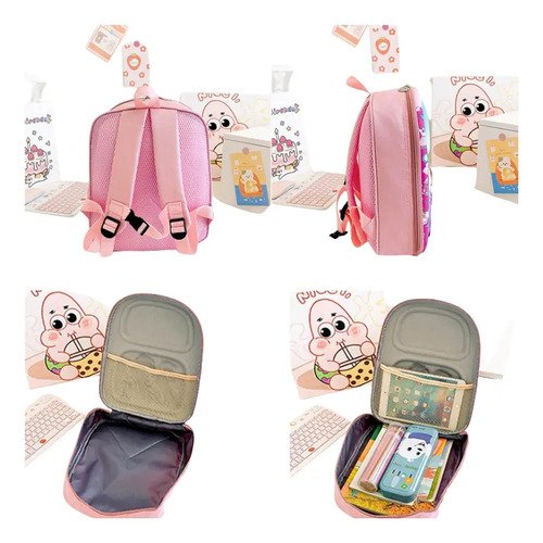 Maleta Niñas Morral Infantil Diseño 3d Compartimientos Niños Rosado