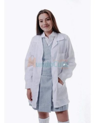 D_835254-MCO31079704852_062019-O.jpg Bata De Laboratorio Manga Larga Drill, Cremallera Niños Blanco Liso 10,12,14,16