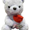 Peluche Oso Con Rosa En Mano 30cm - Tierno Y Romántico Marrón