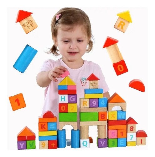 Set Bloques De Construcción X80 Piezas Con Letras Y Números 80