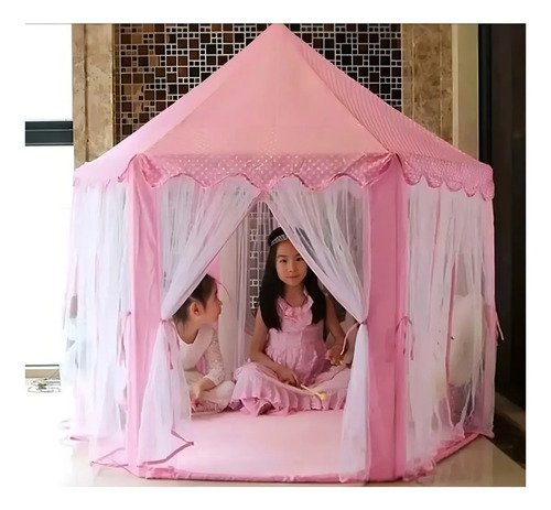 Carpa Castillo Velo Rosado Niña Juguete Princesa Casita Rosa