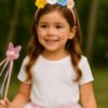 D_841850-MCO88926029052_082025-O.jpg Set Conejita Brillante Con Falda Blanca Y Orejitas Rosadas Blanco 4 A 8 Años