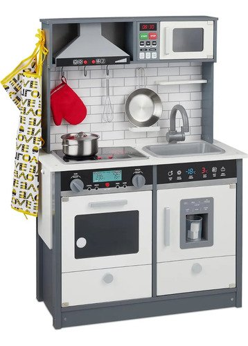 D_842042-MCO73418841976_122023-O.jpg Cocina En Madera Juguete Niñas Juego Roles Niños Luces Blanco