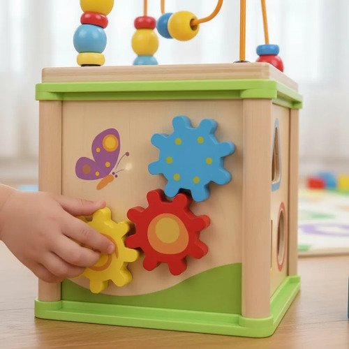 D_842275-MCO92242086217_092025-O.jpg Cubo Multifuncional Madera Montessori Didacticos Juguetes Multicolor