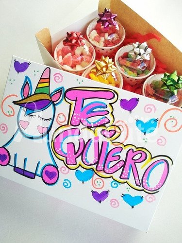 Caja Regalo Dulces Sorpresa Feliz Día Amor Amistad Unicornio