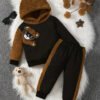 D_843045-MCO88817483762_082025-O.jpg Conjunto Infantil 2 Piezas Con Capucha Y Bordado De Oso Café 2 Años