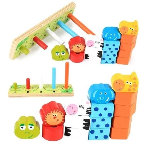 Juguete Montessori Apilar Encajar Animales Selva Granja