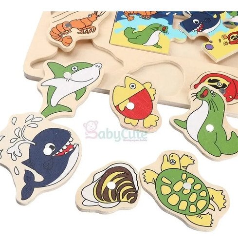 Juego Pesca Madera Juguetes Niños Montessori Didáctico  Peces