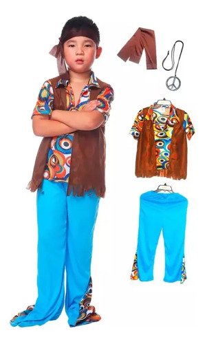 Disfraz De Hippie Niño - Perfecto Para Eventos Retro Y Fiestas De Disfraces