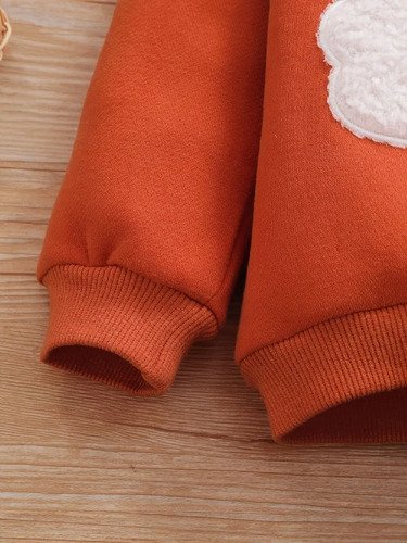 D_847392-MCO88818834788_082025-O.jpg Sudadera Con Orejitas De Zorro + Pantalón Bordado Naranja Talla 2 A 3 Años