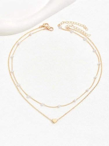 D_847681-MCO90078628698_082025-O.jpg Collar Y Pulsera Para Mujer Elegantes De Perlas Imitación Dorado