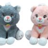 Peluche Gato Con Collar De Fresa 32cm - Diseño Adorable Gris