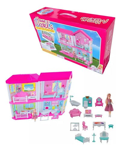 Casita Grande Muñecas Tipo Barbie Casa Juguetas Alta Calidad Fucsia