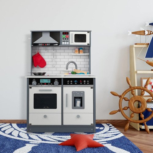 D_849556-MCO73509982937_122023-O.jpg Cocina En Madera Juguete Niñas Juego Roles Niños Luces Blanco