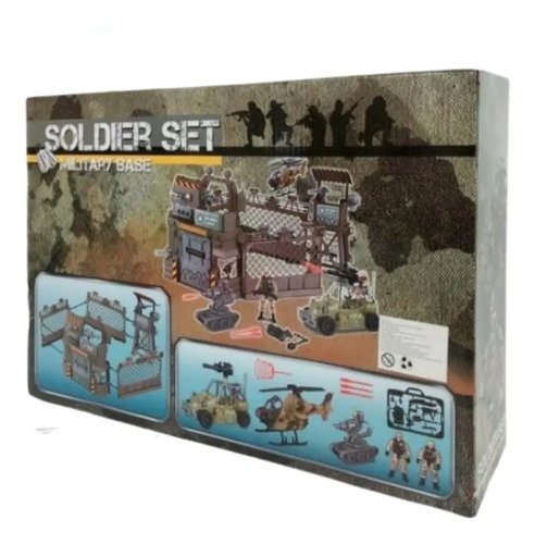 Soldier Set Base Militar Soldados Moto Elicoptero Carcel