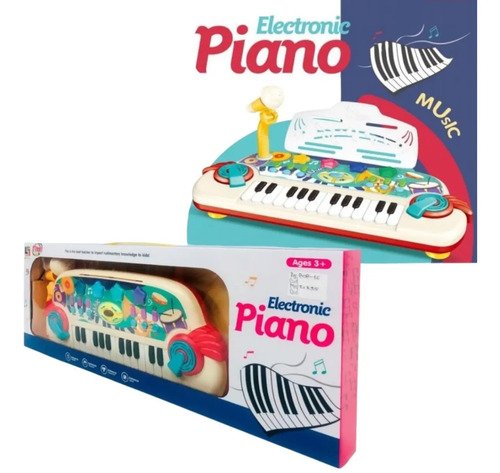 Piano Infantil Microfono Bebes Didactico Niños Musical Blanco