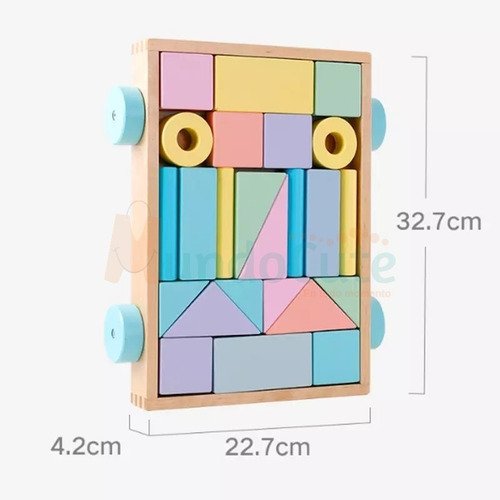 D_852127-MCO45541273722_042021-O.jpg Set De Bloques Madera Carrito Arrastre Juguetes Didácticos