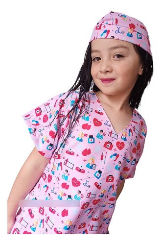 Disfraz De Enfermera Doctora Niña Rosado Alta Calidad
