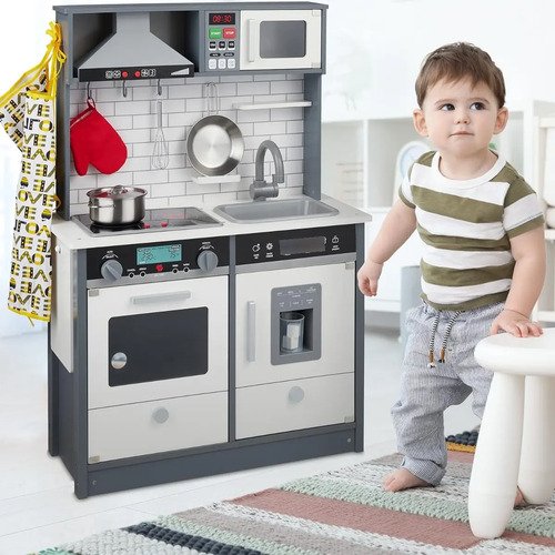 D_853657-MLA73510248795_122023-O.jpg Cocina En Madera Juguete Niñas Juego Roles Niños Luces Blanco
