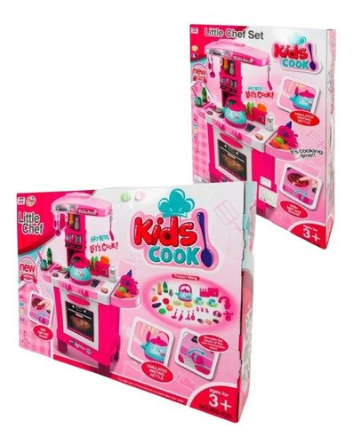 D_853752-MCO52646027383_112022-O.jpg Set Cocina Infantil Rosa Completo Horno Sonido Kids Cook Azul