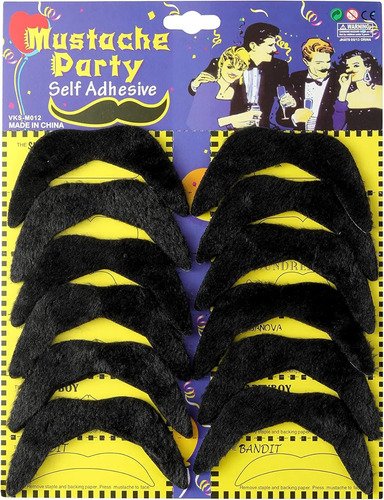 D_853952-MCO78830028592_092024-O.jpg Set X6 Bigotes Mostacho Postizos Para Disfraz Negro