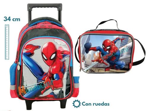 D_854856-MCO29148506244_012019-O.jpg Morral Ruedas Y Lonchera Avengers Spiderman Vengadores Niño Azul