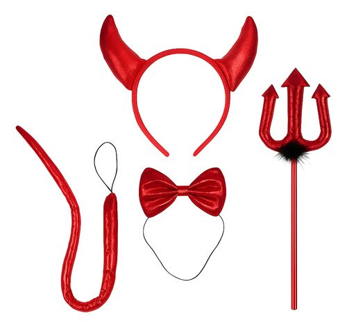 D_855413-MCO93335078119_092025-O.jpg Diadema Diabla Niña Kit Diabla Fiesta Disfraz Cosplay Rojo Unica