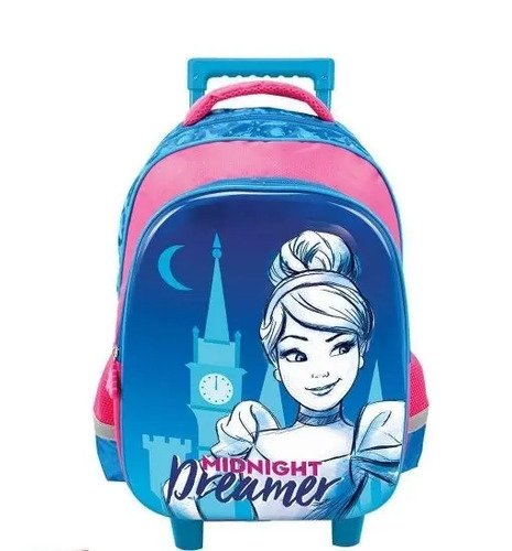 Combo Maleta Morral Rueda Lonchera Niña Princesa Cenicienta Rosa