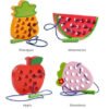 Didáctico Enhebrar Juguete Frutas Niños Montessori Juego