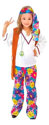 Disfraz De Hippie Niña - Estilo Retro Y Divertido Para Fiestas Temáticas