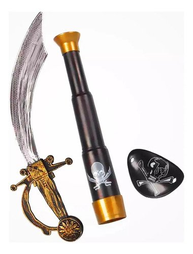 D_860148-MCO78811657052_092024-O.jpg Set Pirata Con Espada Y Binocular - Completa Tu Aventura Plateado