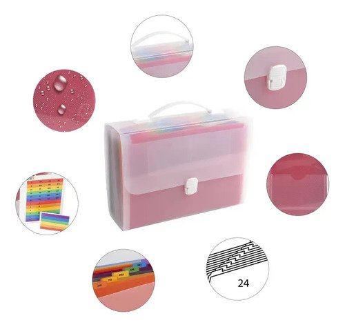 Carpeta Expansible 13 Compartimentos Archivador Rosado
