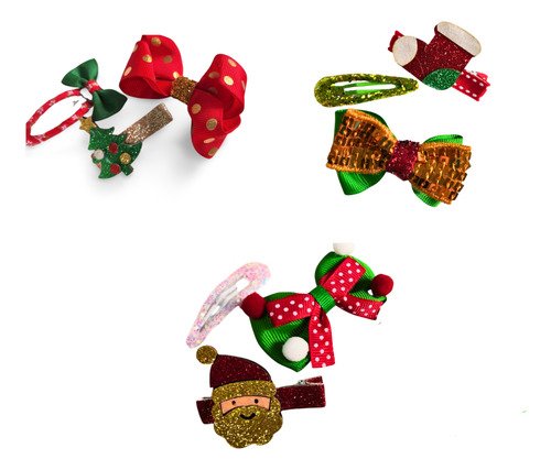 D_860637-MCO81124387346_122024-O.jpg 3 Pinzas Para El Cabello De Navidad - Hermosos Diseños! Rojo