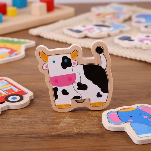 Combo De 3 Rompecabezas Madera 3d Montessori Animales