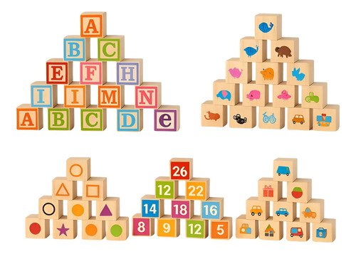 Bloques De Madera Abecedario Didácticos Letras Y Numeros
