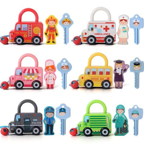 Set Montessori Juego De 6 Candados De Carro Con Llaves