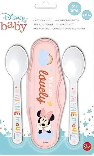 Set Cubiertos Rosado Niña Portable Minnymouse Alimentacion