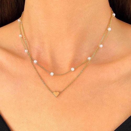 D_866872-MCO90459698227_082025-O.jpg Collar Y Pulsera Para Mujer Elegantes De Perlas Imitación Dorado