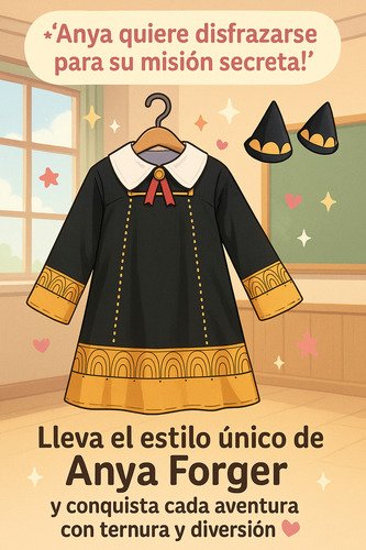 Disfraz De Anya Cosplay Spy X Family Disfraces Niña Halloween Negro 140 Cm
