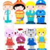 Juego Bloques Montessori Vestir Personajes Juguete Roles