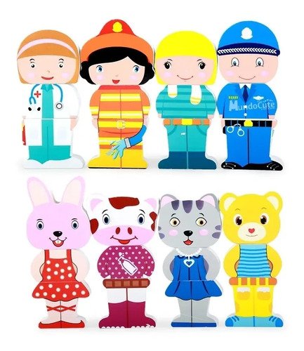 Juego Bloques Montessori Vestir Personajes Juguete Roles