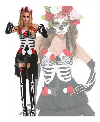Disfraz Llorona Mexicana Calavera Mujer Traje Negro