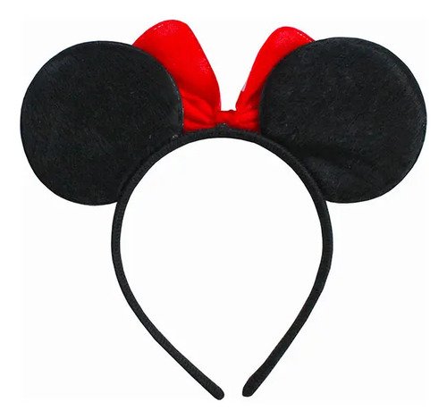 Diadema Minnie Mouse Con Orejas Y Moño Rojo Negro