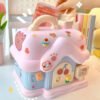 Alcancía Para Niños Casa Con Stickers - Diseño Divertido Casitas Beige