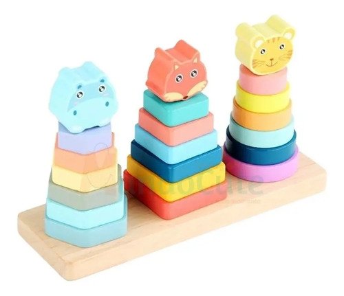 D_874353-MCO45540356945_042021-O.jpg Juego De Apilar Ensartar Animalitos Figuras Madera Montessor Pasteles