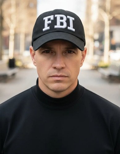Gorra Fbi Negra Ajustable Para Disfraz Negro