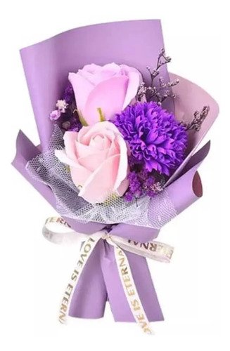 Arreglo Floral Con 3 Flores En Caja De Acetato Rosado