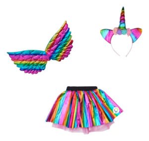 D_876299-MCO79947285793_102024-O.jpg Set Unicornio Niña Diadema Y Alas Disfraz Infantil Fiesta Cosplay Arcoíris Unica